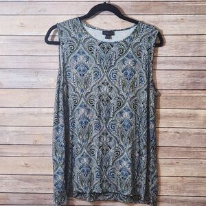 J. Jill Blue and Green Paisley Tank Top